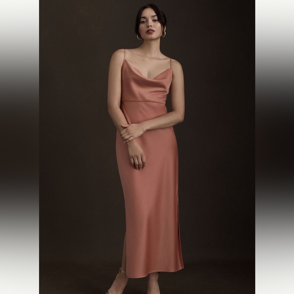 BHLDN CALI SATIN CHARMEUSE MIDI DRESS